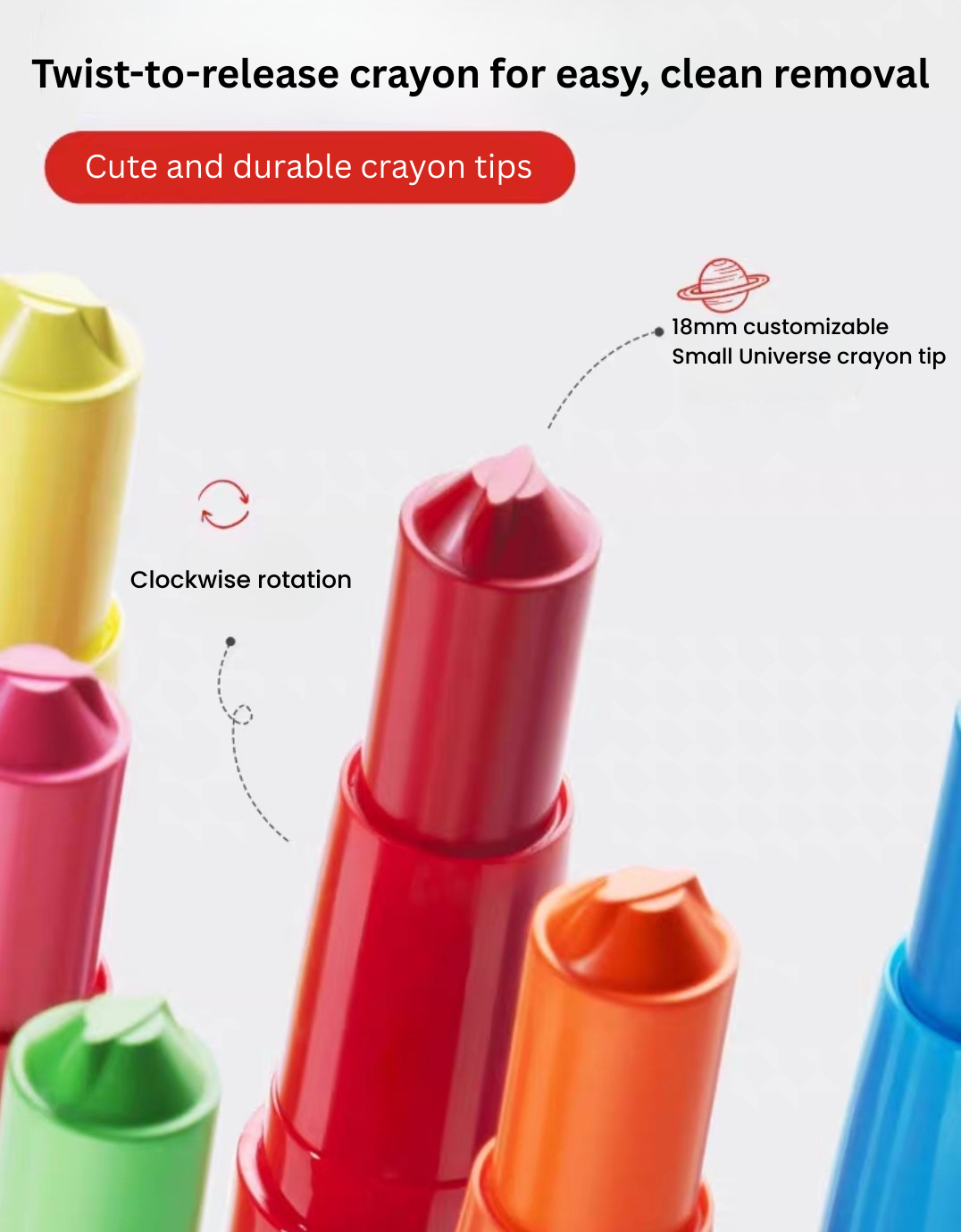 Baby Elephant Cosmic Wonders Crayon Set 2.6g*3/Set 红色小象宇宙奇趣幻彩棒