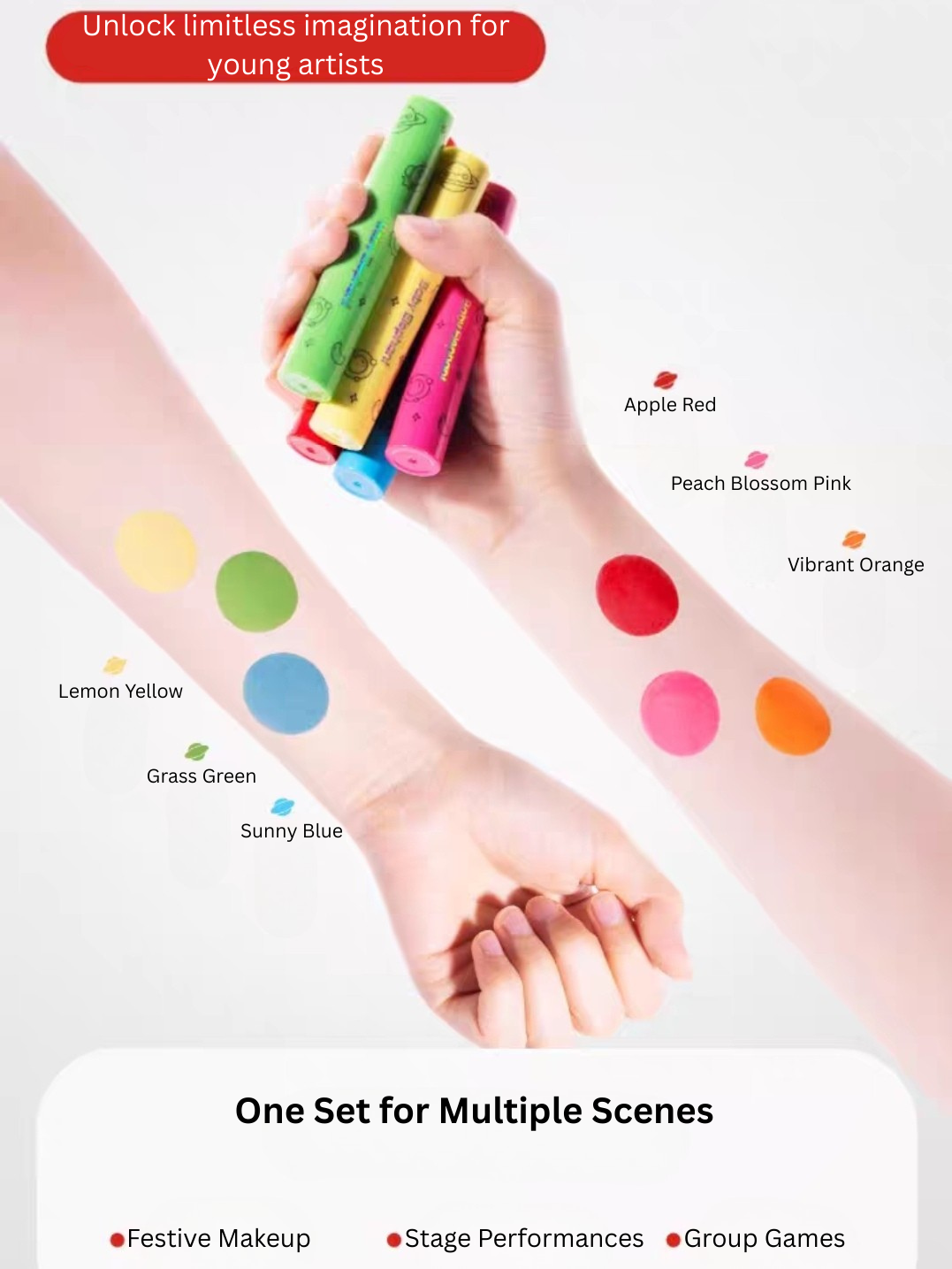 Baby Elephant Cosmic Wonders Crayon Set 2.6g*3/Set 红色小象宇宙奇趣幻彩棒