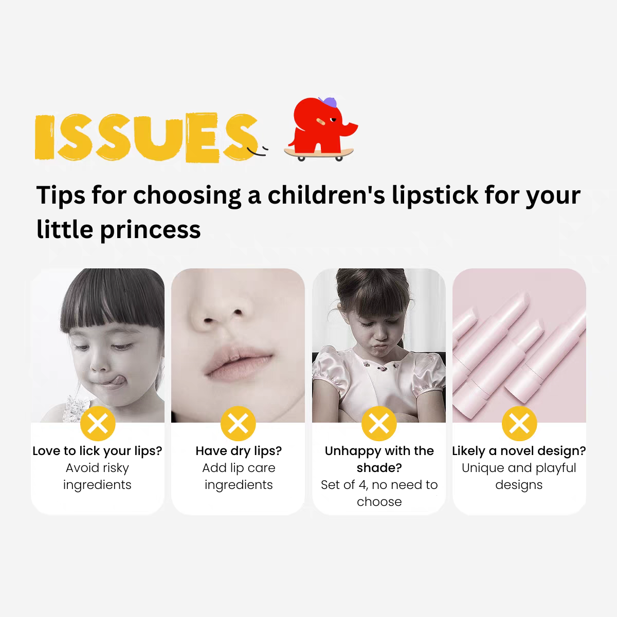 Baby Elephant Cosmic Wonders Sweetheart Lipstick Set 2.8g*4pcs/Set 红色小象宇宙奇趣甜心精华口红套装