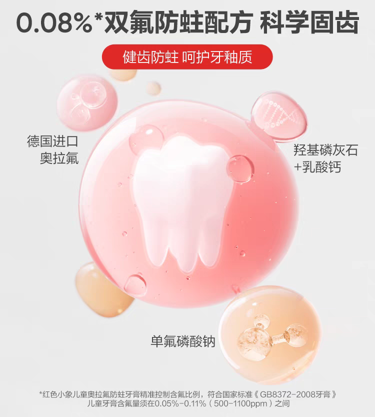 Baby Elephant Kids Olaflur Anti-Cavity Toothpaste 60g 红色小象儿童奥拉氟防蛀牙膏