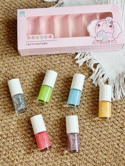 Baby Elephant Kids Water-Base Peelable Nail Polish Set 6ml*6pcs/Set 红色小象儿童水性可剥指甲油套装