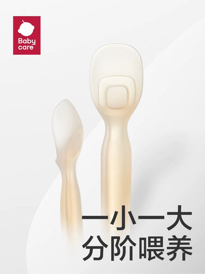 Babycare Silicone Newborn Spoon + Feeding Spoon Set 2pcs babycare硅胶新生儿勺＋辅食勺两件套