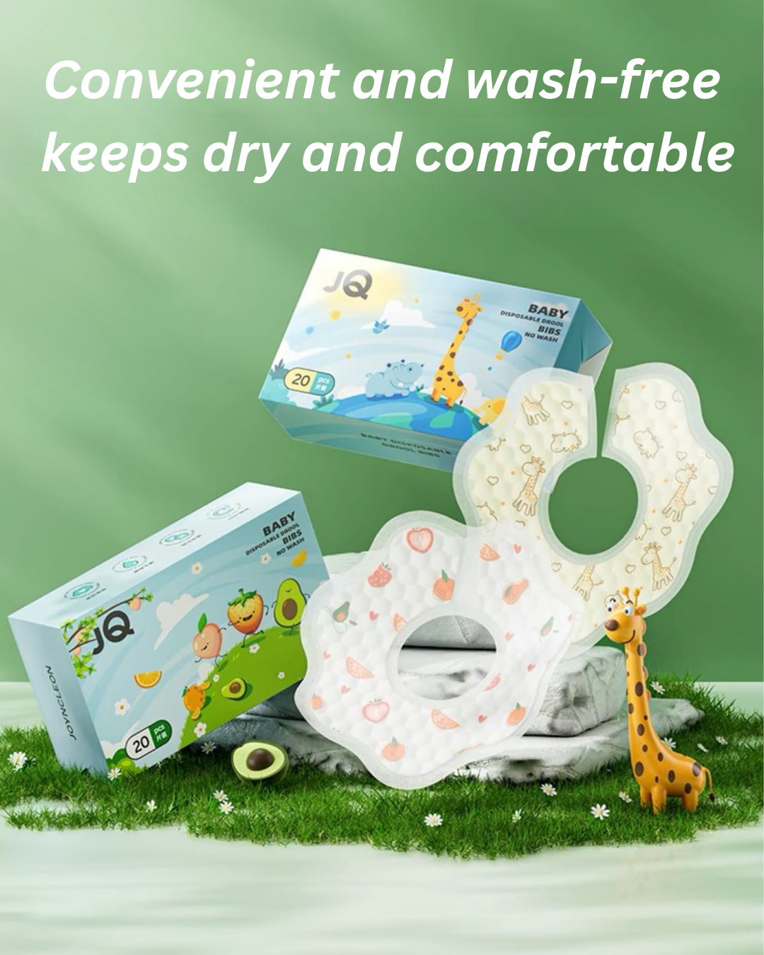 Joyncleon Soft Waterproof Style Baby Disposable Drool Bibs 20pcs/box 婧麒轻柔防水款一次性口水巾