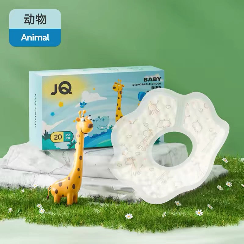 Joyncleon Soft Waterproof Style Baby Disposable Drool Bibs 20pcs/box 婧麒轻柔防水款一次性口水巾