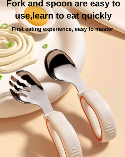 Joyncleon Short-Handled Training Fork & Spoon Set 婧麒学食短柄叉勺套组