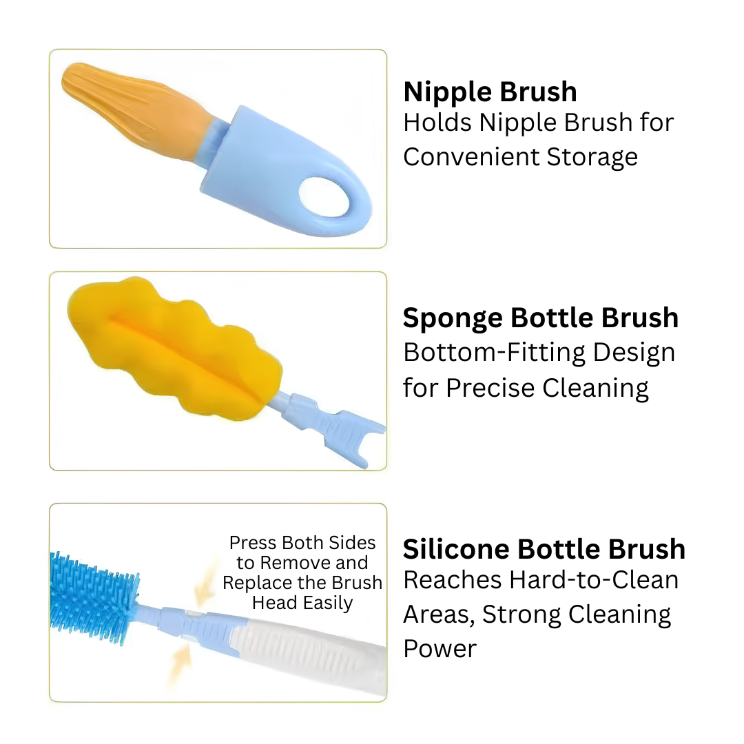 Pigeon Multi-Functional Bottle & Nipple Brush Set 贝亲多功能奶瓶奶嘴刷套装