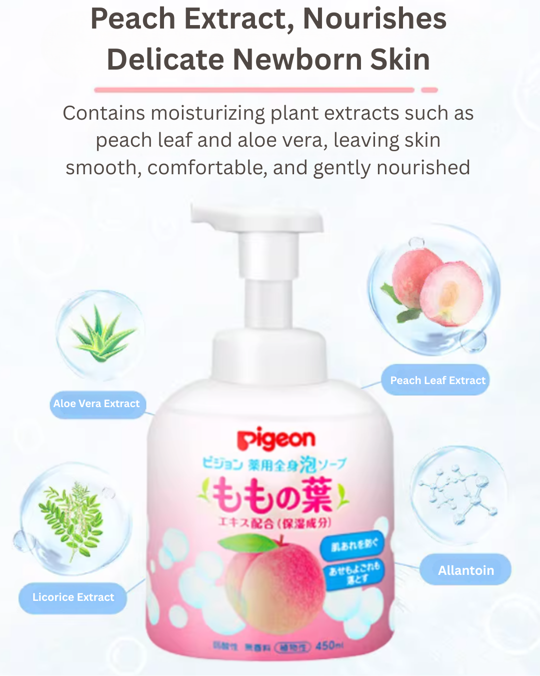 Pigeon Peach Baby 2-in-1 Shampoo & Body Wash 450ml/400ml 日本贝亲桃子水婴儿洗护洗发沐浴二合一