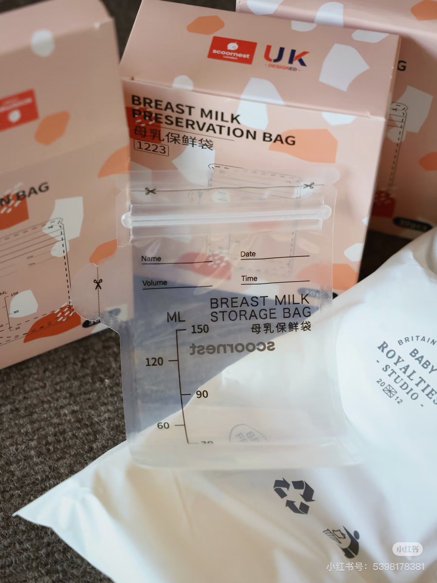 Scoornest Breast Milk Storage Bags 60pcs (2 boxes) + A Marker for Easy Labeling 科巢母乳保鲜袋