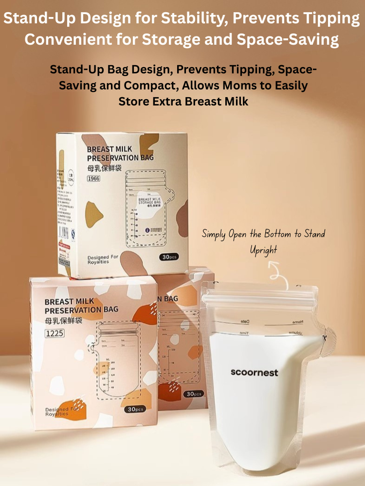 Scoornest Breast Milk Storage Bags 60pcs (2 boxes) + A Marker for Easy Labeling 科巢母乳保鲜袋
