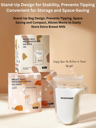Scoornest Breast Milk Storage Bags 60pcs (2 boxes) + A Marker for Easy Labeling 科巢母乳保鲜袋