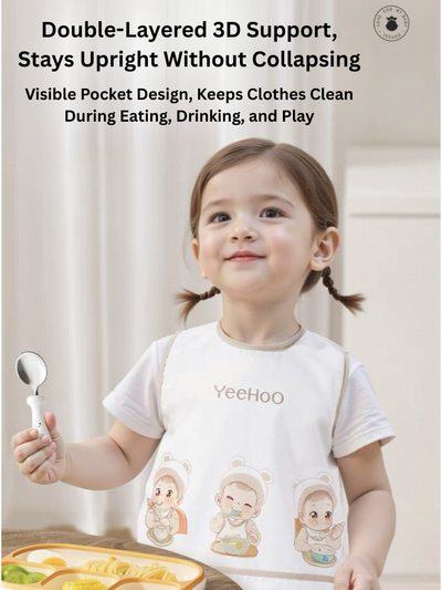 YEEHOO Cute Rice Ball Feeding Bib 英氏萌饭团子罩衣