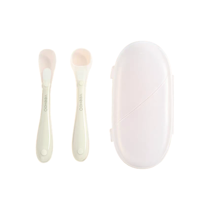 YEEHOO KIDS Bamboo Leaf Handle Silicone Soft Spoon 2pcs 英氏竹叶柄硅胶软勺