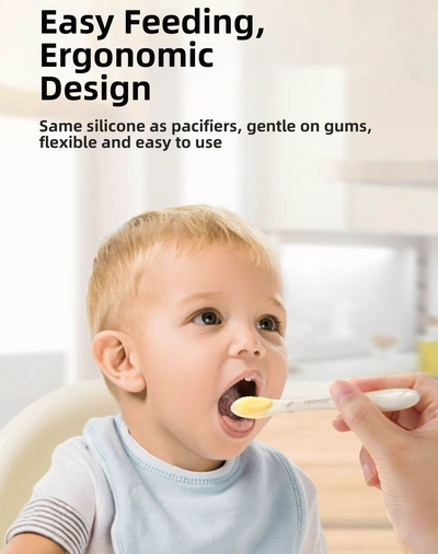 YEEHOO KIDS Bamboo Leaf Handle Silicone Soft Spoon 2pcs 英氏竹叶柄硅胶软勺