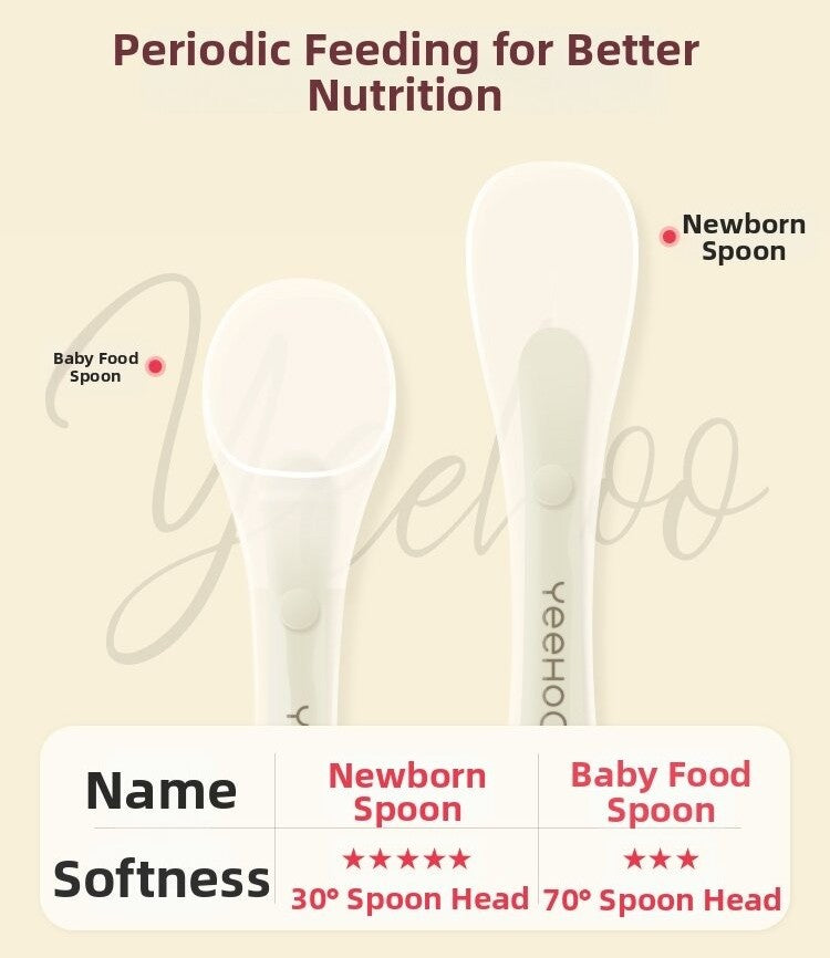YEEHOO KIDS Bamboo Leaf Handle Silicone Soft Spoon 2pcs 英氏竹叶柄硅胶软勺