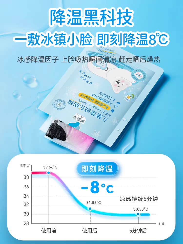 YUMEIJING Kid Edelweiss Mask 22g*5pcs/box 郁美净儿童雪绒花面膜